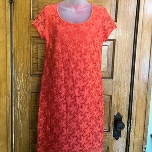 AB Studio Coral Lace Dress with Short Sleeves